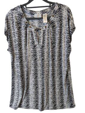 Linda Leal Top Women Plus sz 1X Career Office Mature Classic Pullover Blouse